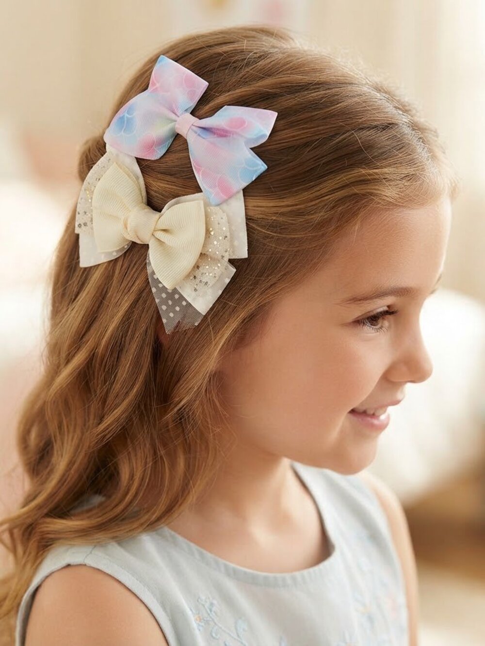 2- Hair Bows‎ for Women / Girls Hair Clips Medium Hair Bow